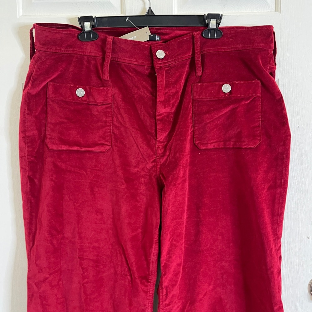 J. Crew Corduroy Lizzie Patch-Pocket Pants Women size 35 Red‎ Wide Leg Straight - Picture 4 of 12
